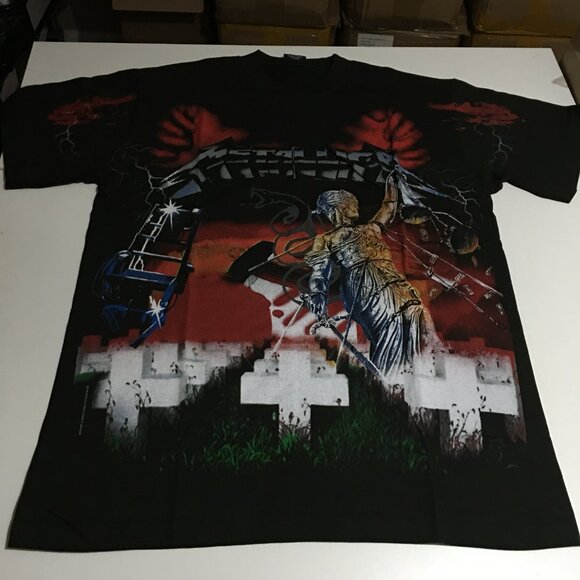 Metallica Master of Puppets All Over Print Black Faded T-Shirt XL Modern - Picture 1 of 5